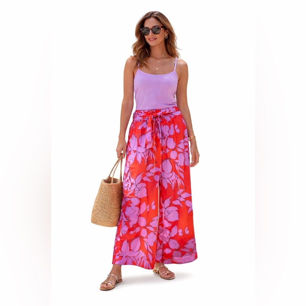 House of Harlow 1960 Red and Pink Wide Leg Pants